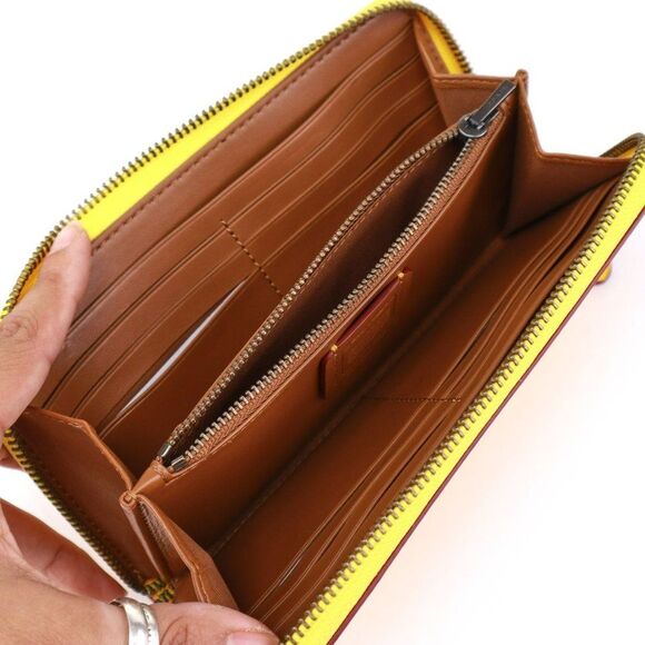 New Coach Disney Mickey Riding Skateboard Accordion Zip Wallet Banana Yellow - Picture 7 of 12